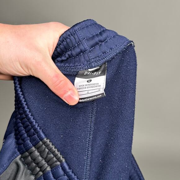 Vintage Y2K Nike Sweatpants Mens L Baggy Wide Leg Navy Blue White Polyester - Picture 4 of 4